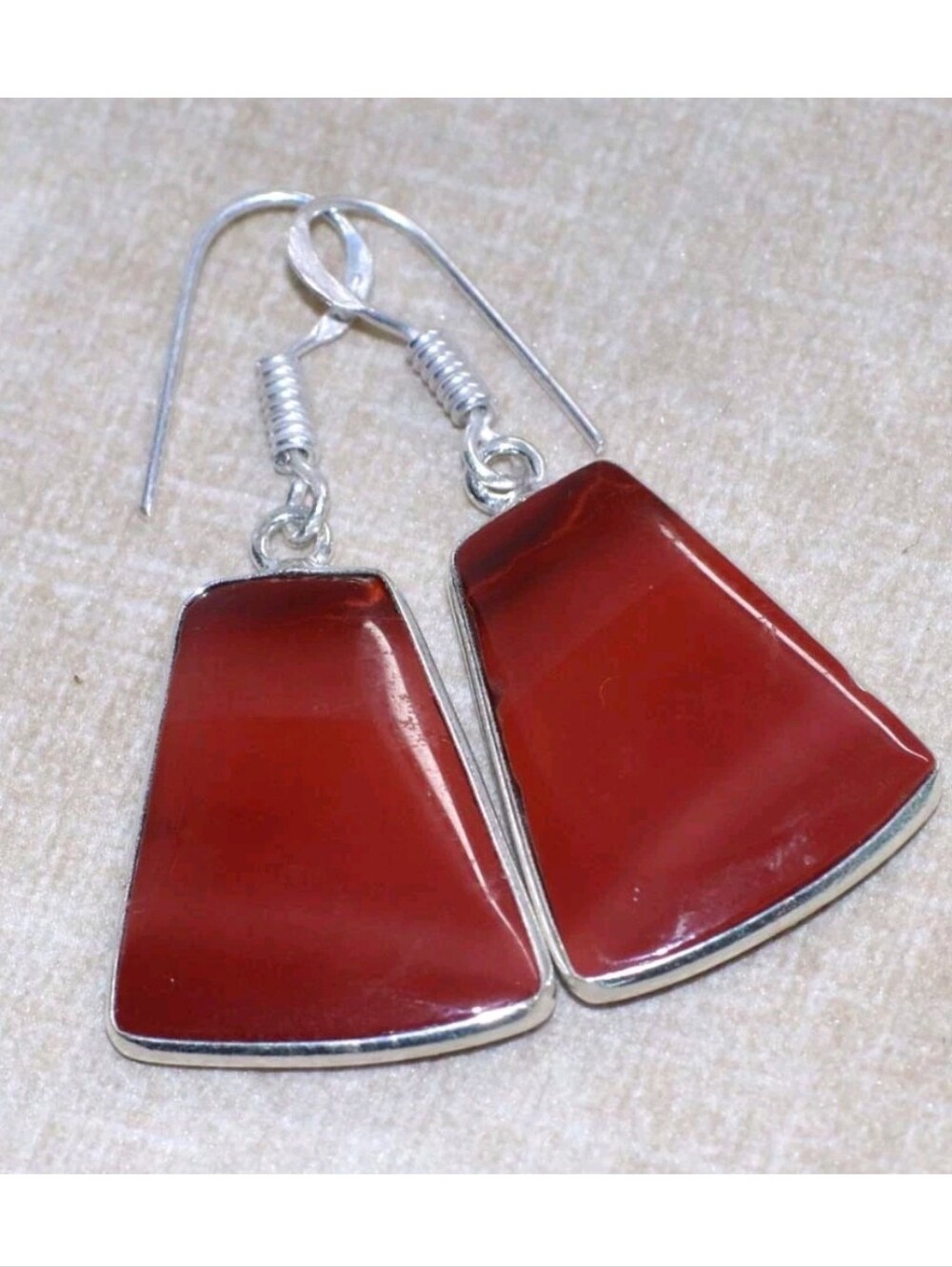 Australian Mookaite Jasper Gemstone 925 Sterling Silver Handmade Dangle Earrings